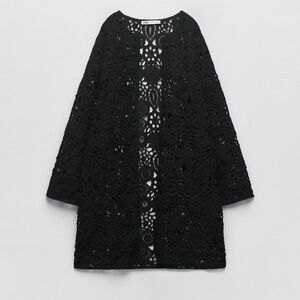 Zara NWT Limited Edition Black Crochet Duster Size M/L Never Worn.